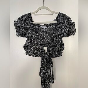 HYFVE Crop Tie Leopard Print Cropped Going Out Top